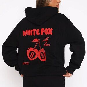 White Fox With Love In The Moment Oversized Hoodie Black 3XS-XXS